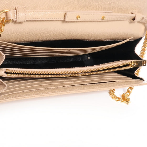Matelasse Chevron Monogram Chain Wallet Powder