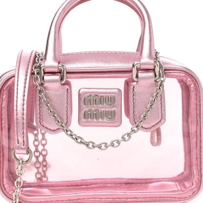 Miu Miu Metallic Nappa Plexi Vinyl Mini Top Handle Crossbody Rosa Mordore 7 of 9