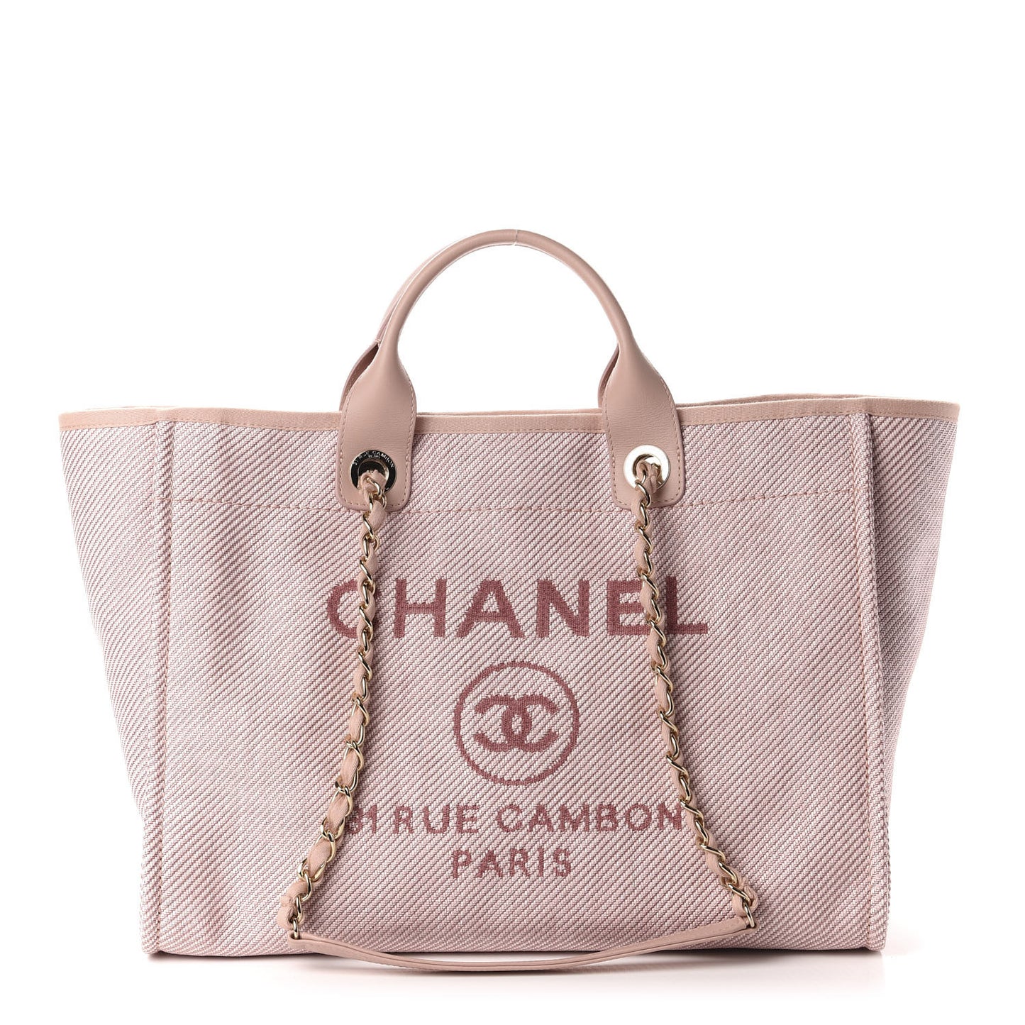 Mixed Fibers Calfskin Medium Deauville Tote Pink