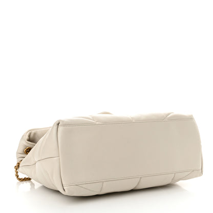 Saint Laurent Lambskin Quilted Medium Loulou Puffer Monogram Chain Satchel Blanc Vintage 4 of 12