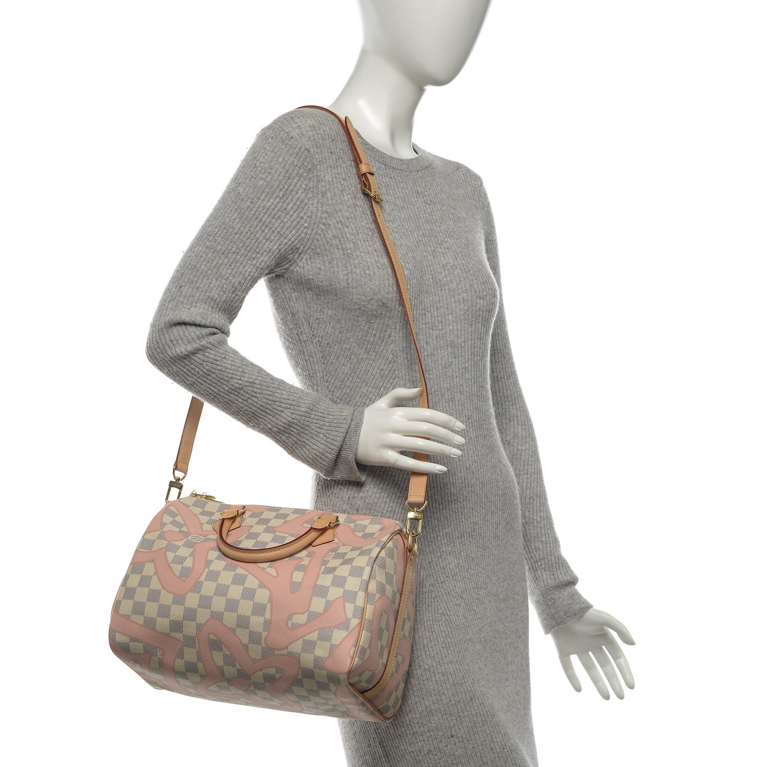 Louis Vuitton Damier Azur Tahitienne Speedy Bandouliere 30 Rose Ballerine 2 of 7