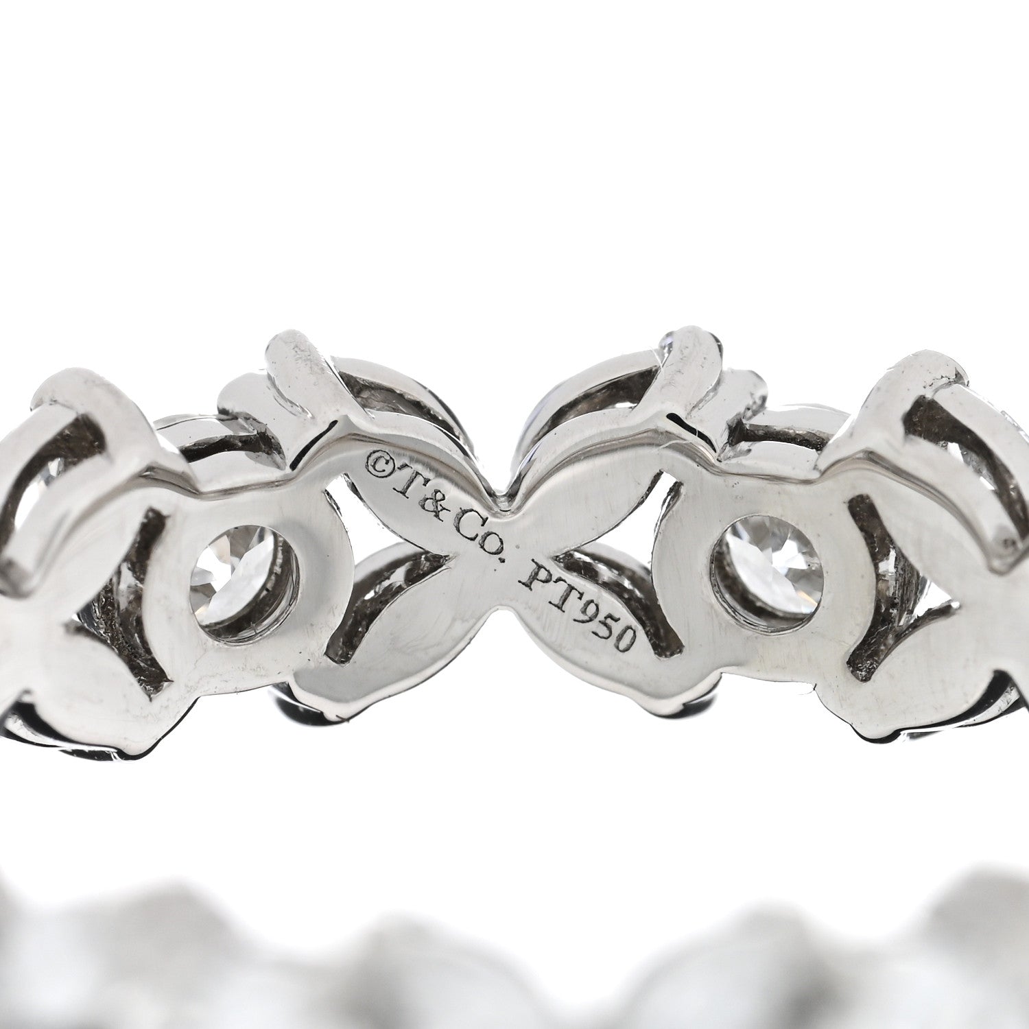 Tiffany Platinum Diamond Victoria Alternating Band Ring 53 6.5 4 of 4