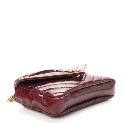 Saint Laurent Shiny Calfskin Matelasse Chevron Monogram Mini College Bag Deep Hot Wine 4 of 11