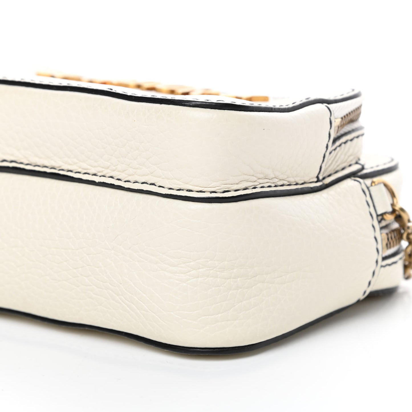 Grained Calfskin J'Adior Camera Case Clutch With Chain White