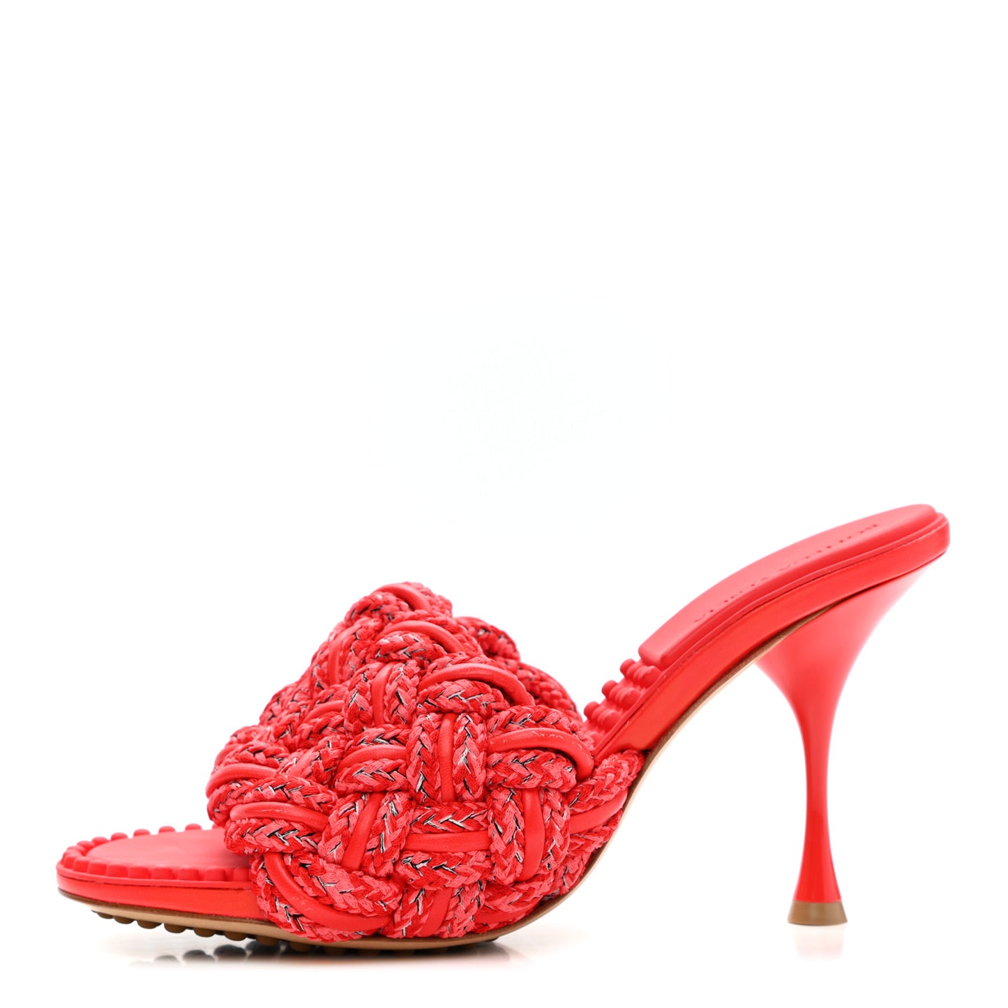 Lambskin Fabric Weave Intrecciato Dot Sandals 40.5 Bubble Gum Tomato