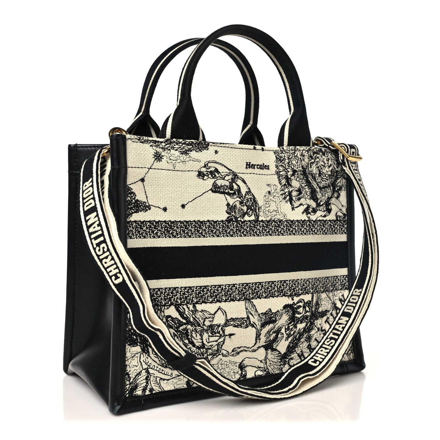 Calfskin Dioriviera Toile De Jouy Small Book Tote With Strap Latte Multicolor