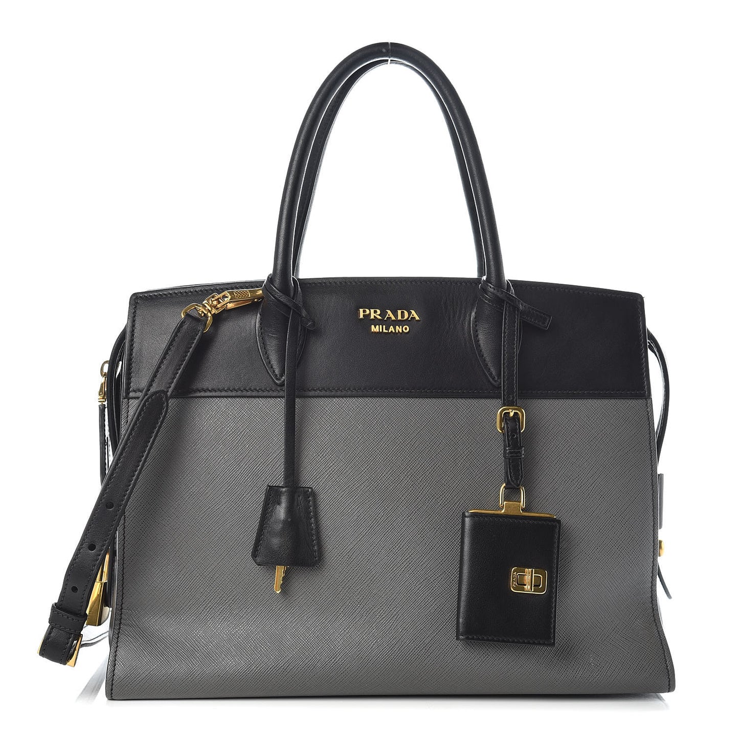 Saffiano City Calf Medium Esplanade Tote Mercurio Black