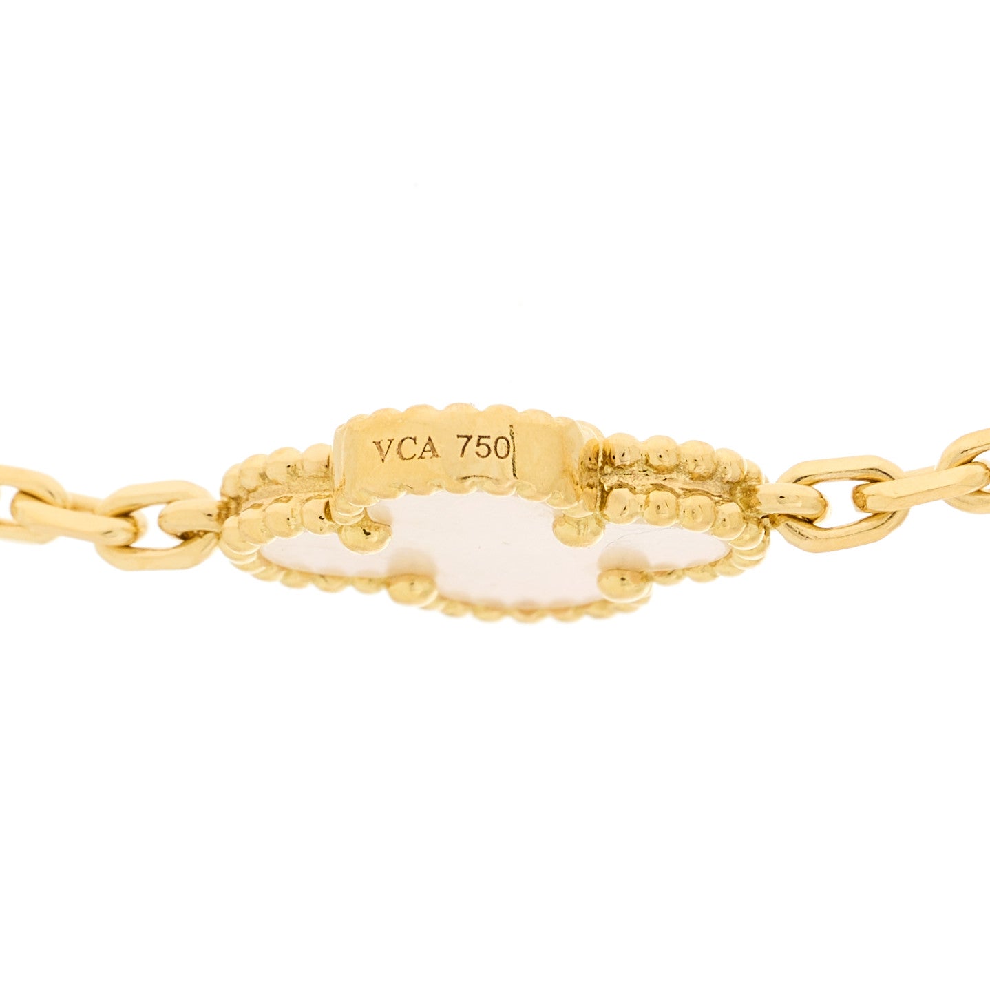 Van Cleef & Arpels 18K Yellow Gold Mother of Pearl 10 Motifs Vintage Alhambra Necklace 5 of 5