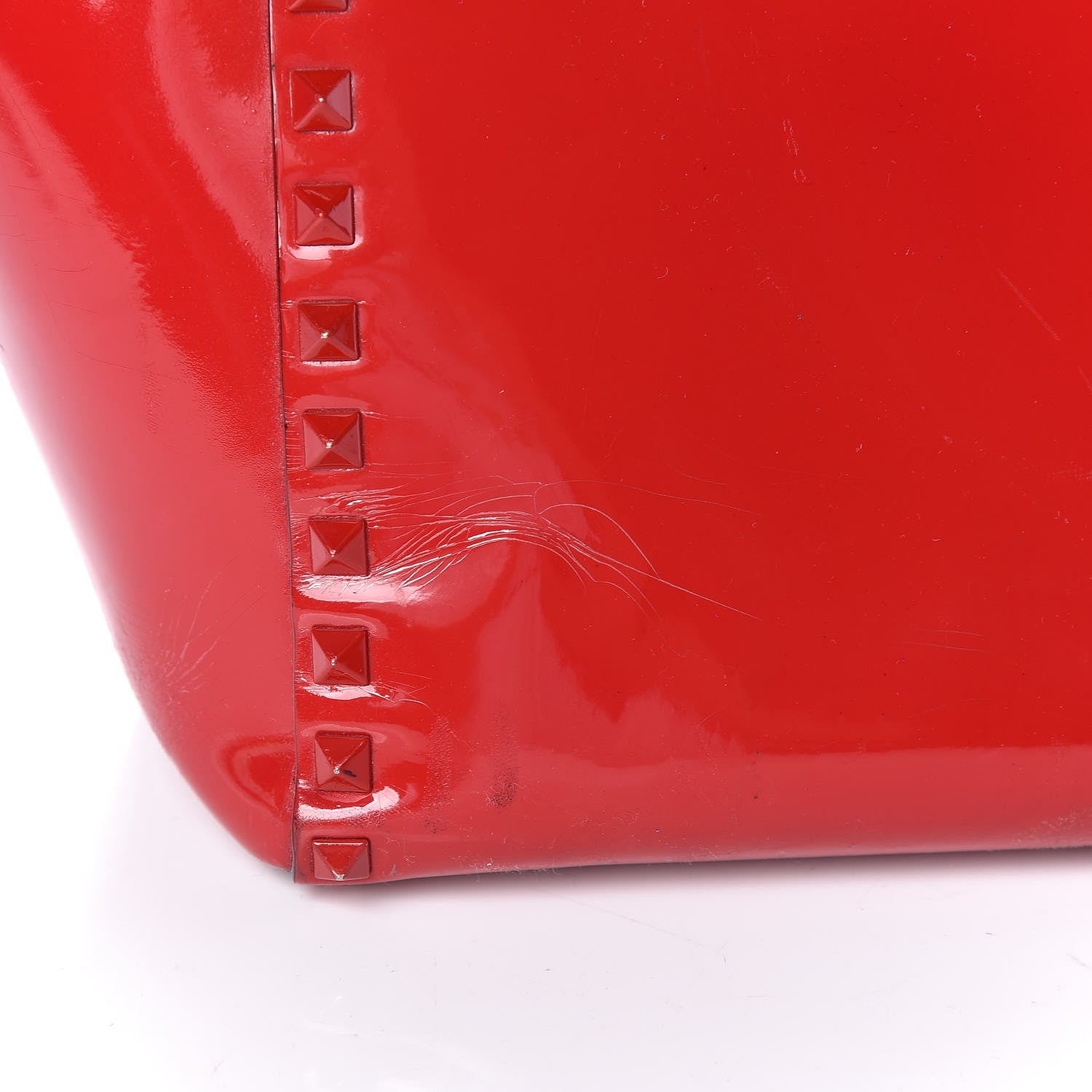Valentino Garavani Patent Monochrome Rockstud Double Handle Tote Rosso Valentino 12 of 15