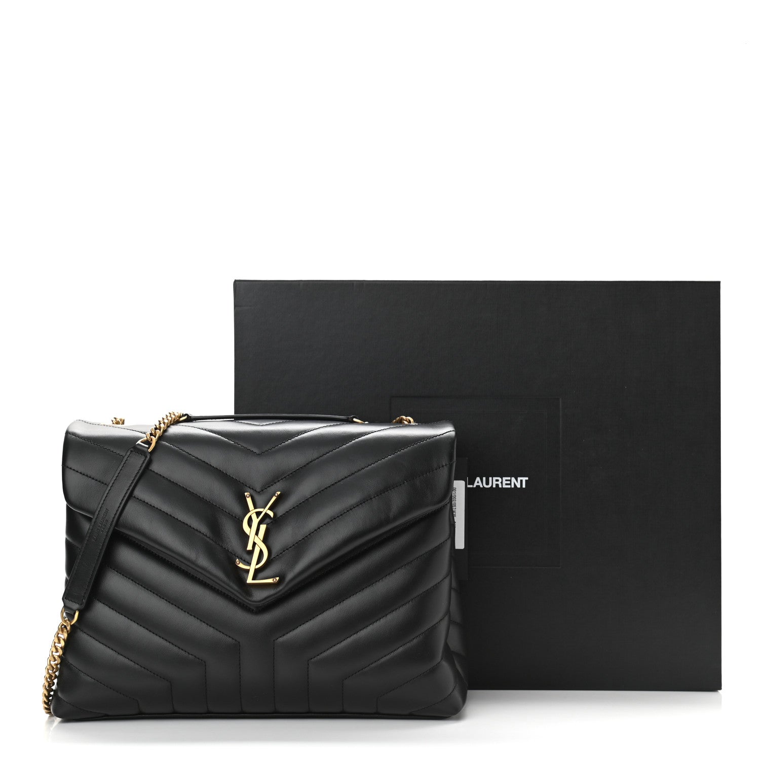 Saint Laurent Calfskin Y Quilted Monogram Medium Loulou Chain Satchel Black 10 of 10