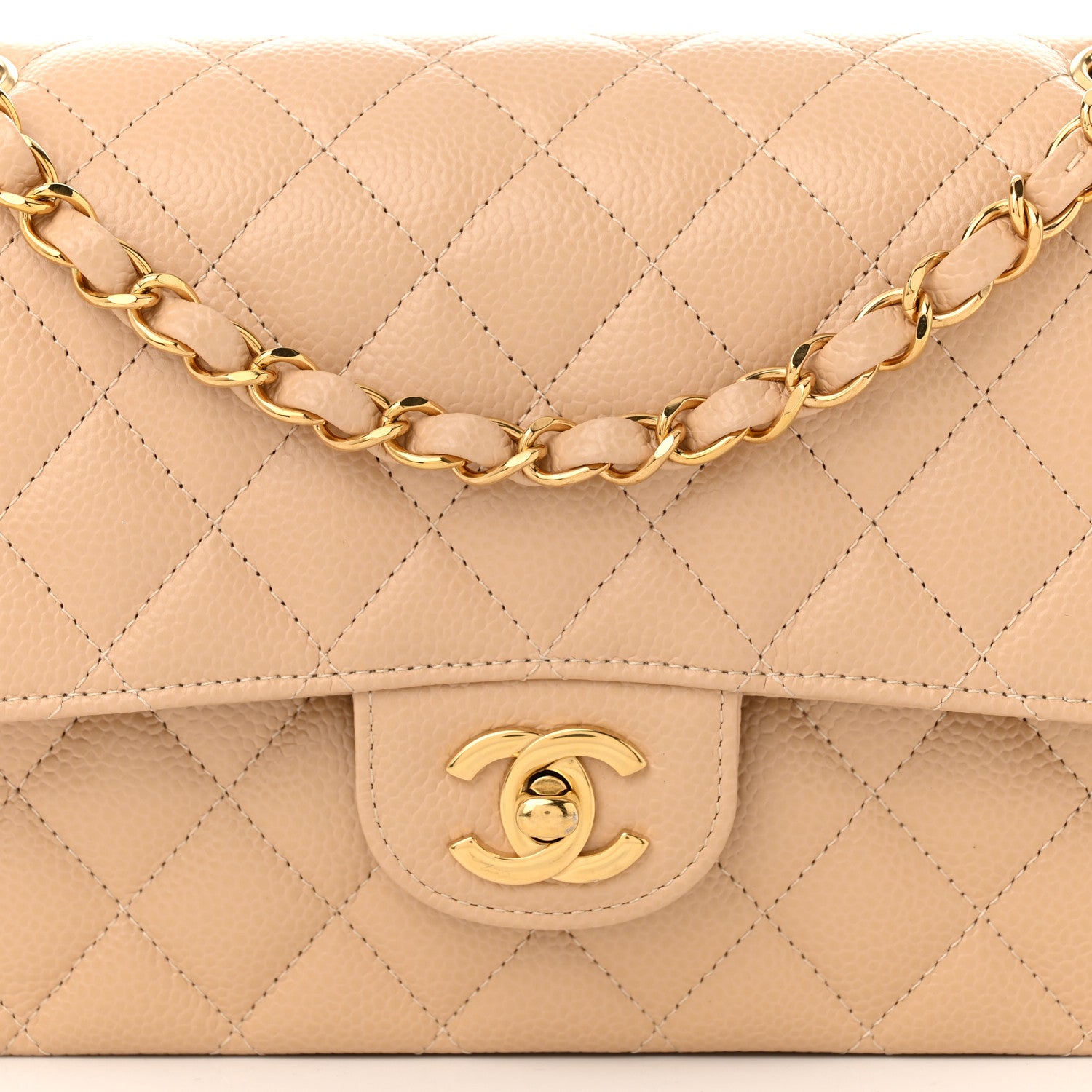 Chanel Caviar Quilted Medium Double Flap Beige 8 of 11