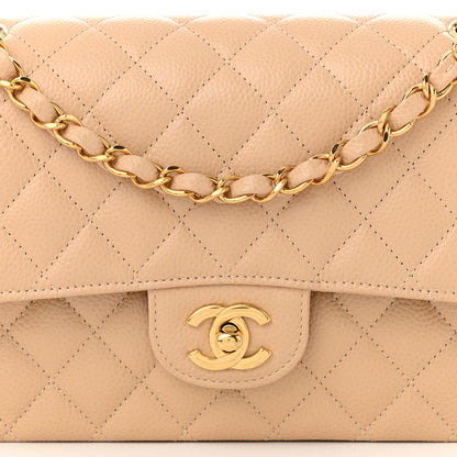 Chanel Caviar Quilted Medium Double Flap Beige 8 of 11