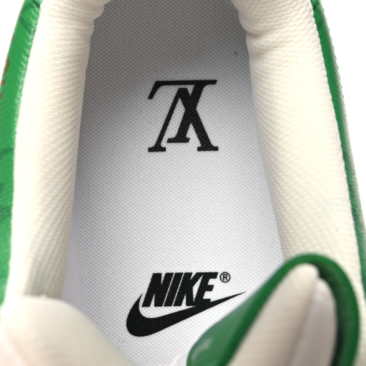 X NIKE AIR FORCE 1 Calfskin Monogram Mens Low Top Sneakers 8 Green