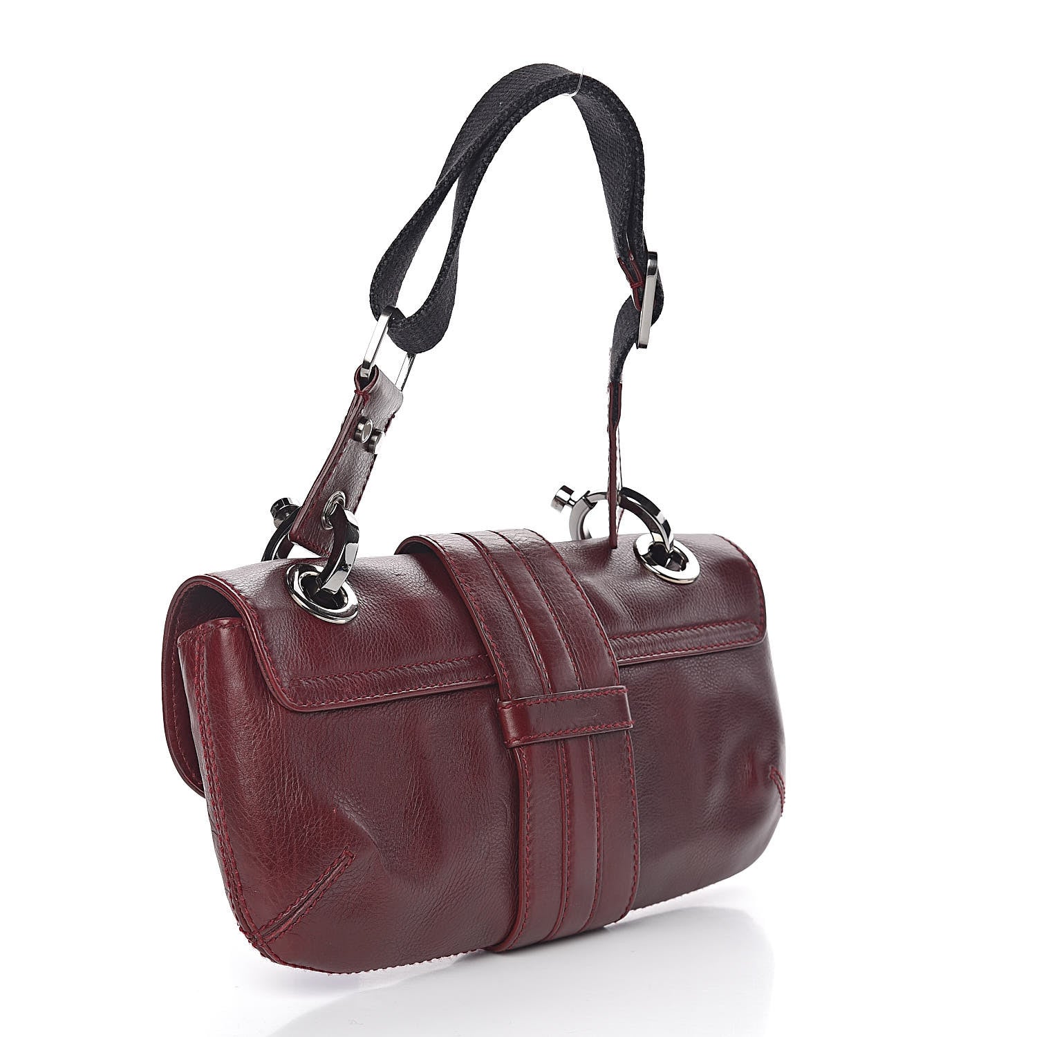 Lanvin Calfskin Flap Shoulder Bag Burgundy 3 of 9