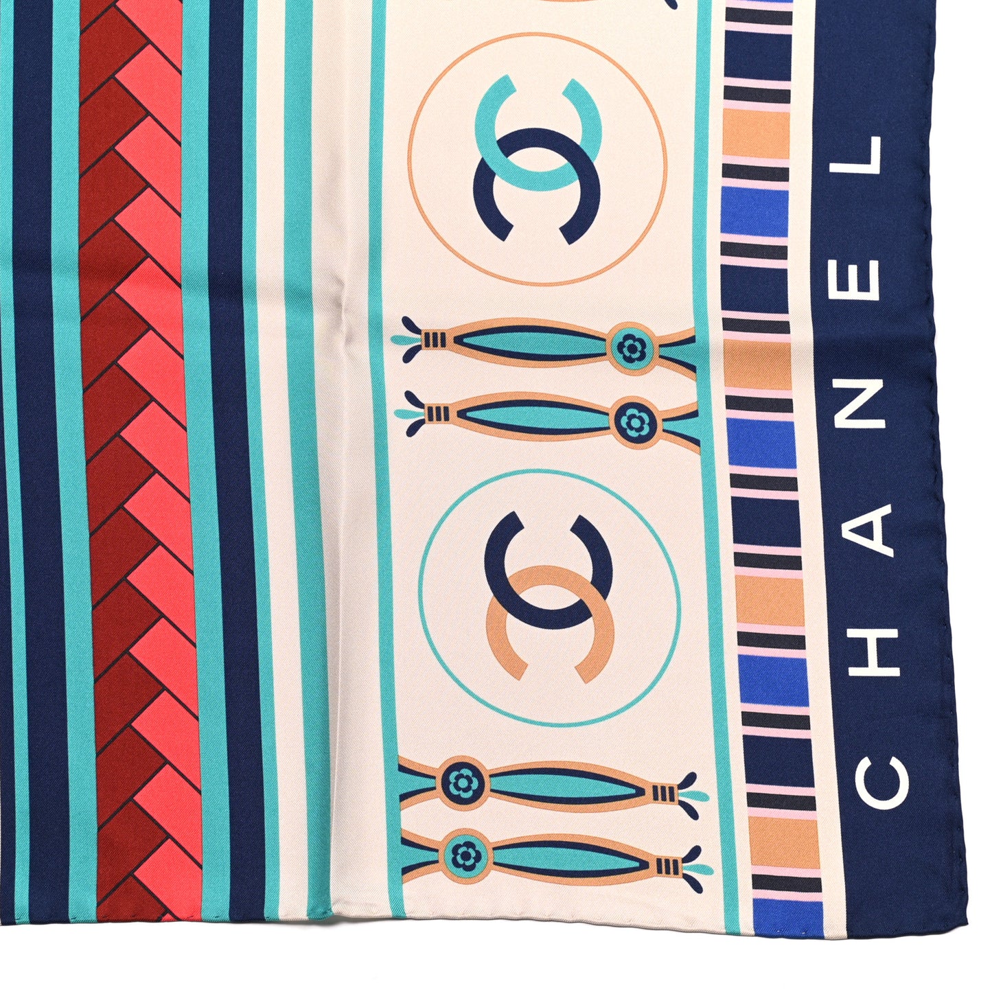 Silk CC Square Scarf Navy Multicolor