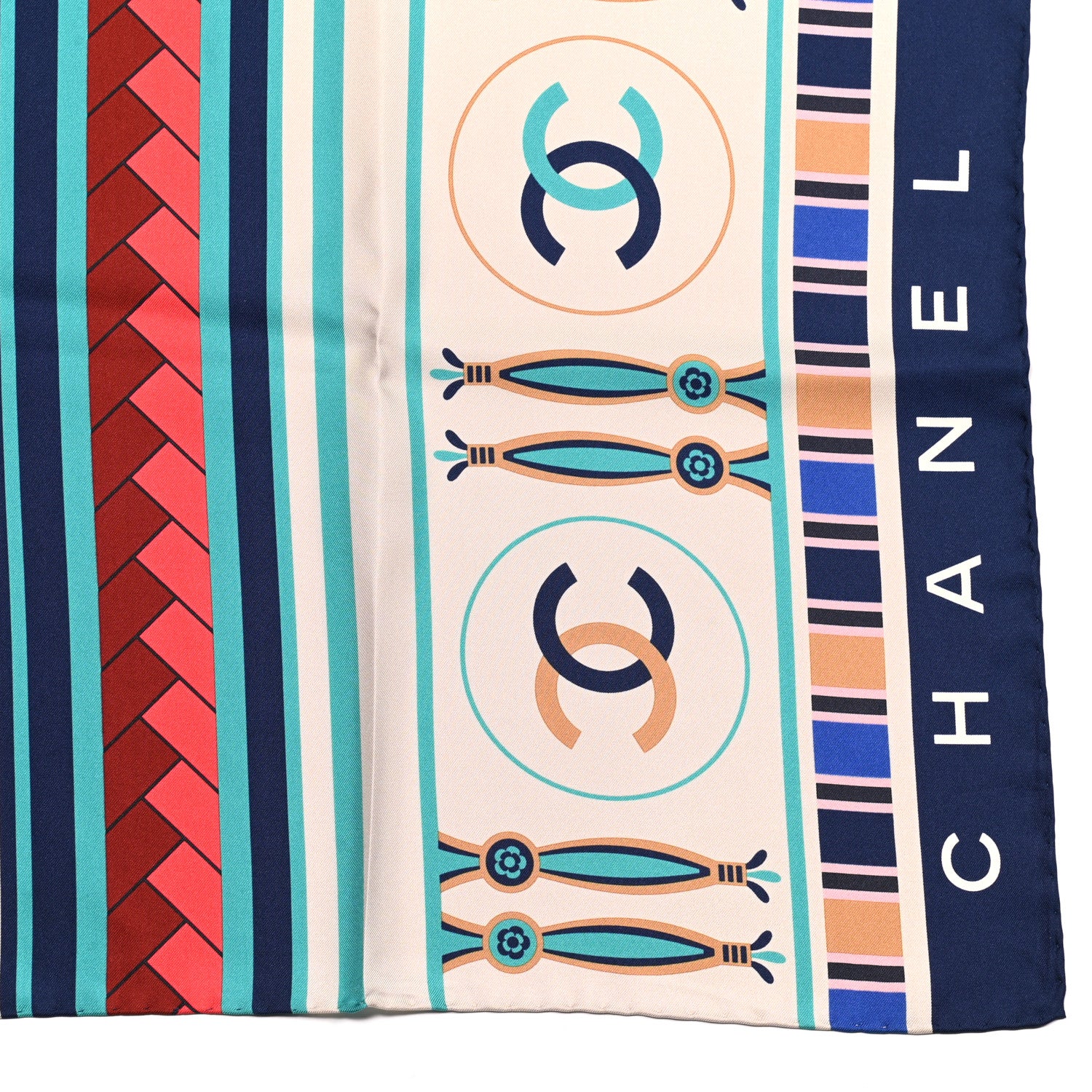 Chanel Silk CC Square Scarf Navy Multicolor 2 of 4