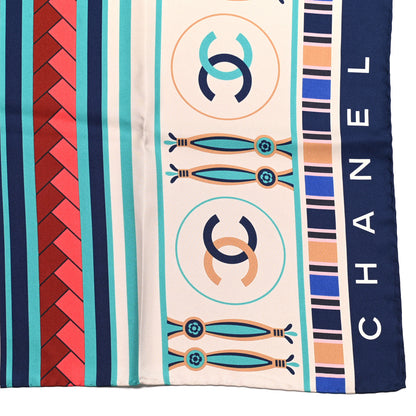 Chanel Silk CC Square Scarf Navy Multicolor 2 of 4