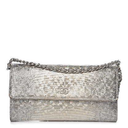 Chanel Iridescent Lizard Wallet With Removable Chain Silver 1 of 13