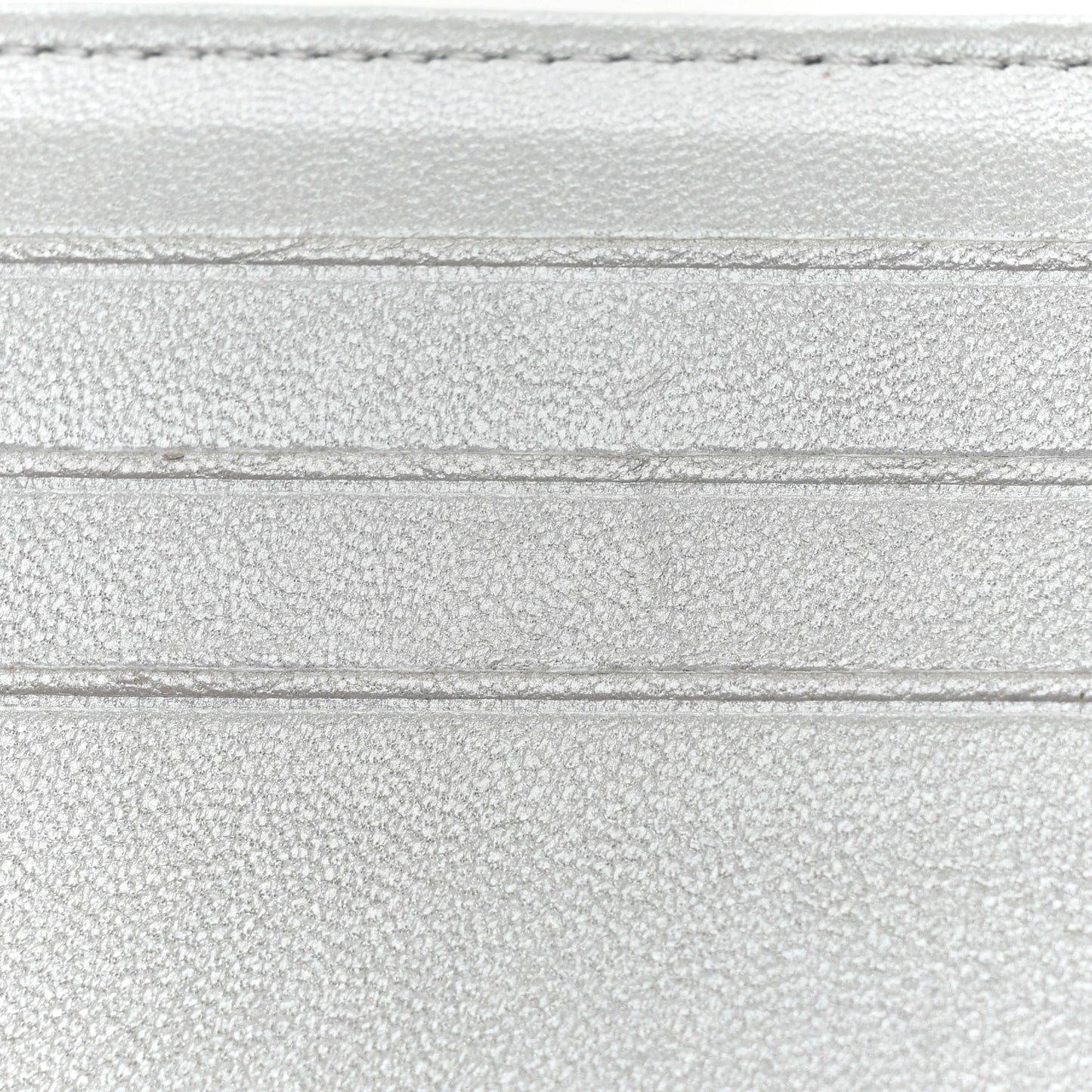 Metallic Caviar Quilted Compact Flap Wallet Silver