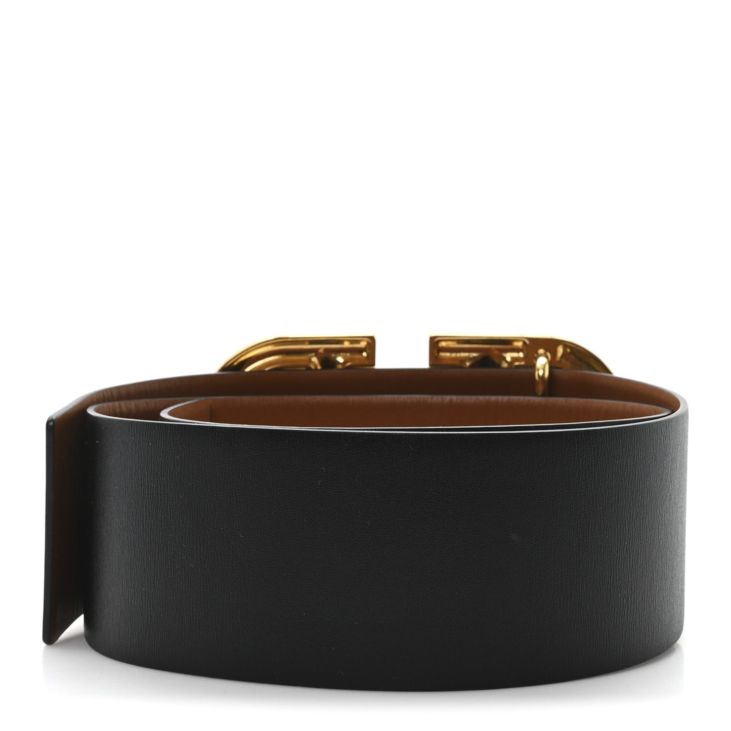 Glossy Calfskin VLogo Reversible 70mm Belt 80 32 Saddle Brown Black