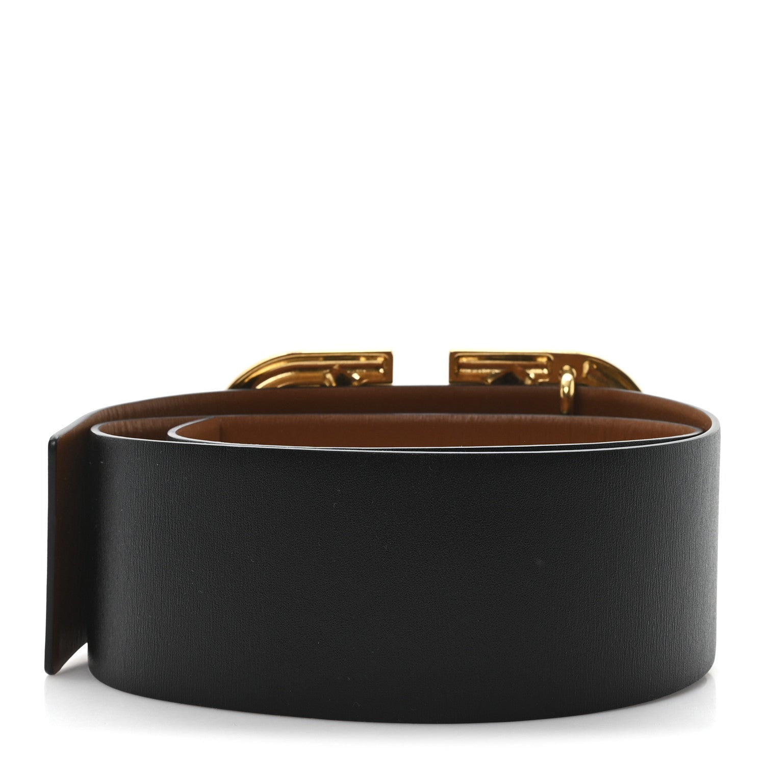 Valentino Garavani Glossy Calfskin VLogo Reversible 70mm Belt 80 32 Saddle Brown Black 2 of 5