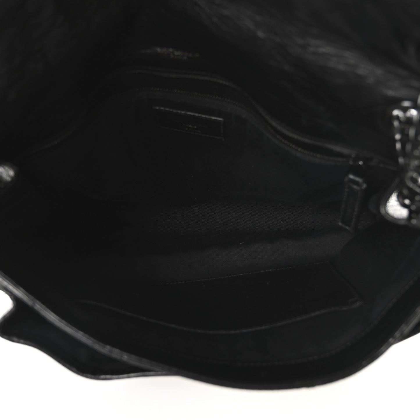 Crinkled Calfskin Matelasse Monogram Large Niki Chain Satchel Black