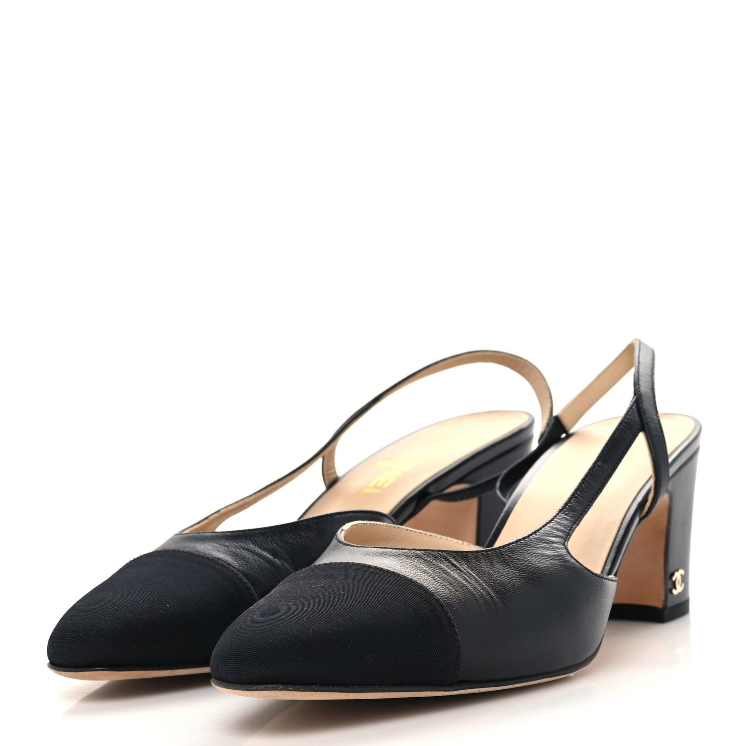 Chanel Goatskin Grosgrain Cap Toe CC Slingback Sandals 41 Black 2 of 8