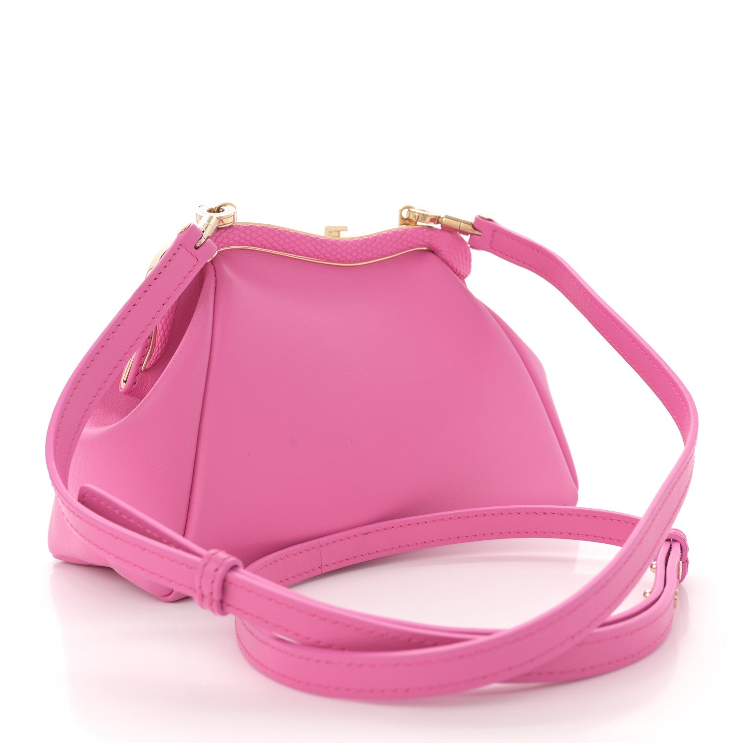 Bulgari Nappa Serpentine Clutch With Strap Pink 1646035 – FASHIONPHILE