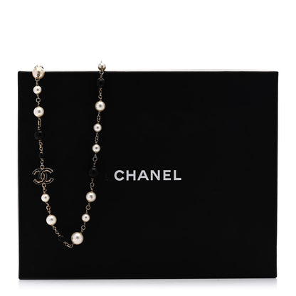 Chanel Pearl Enamel Beaded CC Baroque Long Necklace Black White Gold 8 of 8