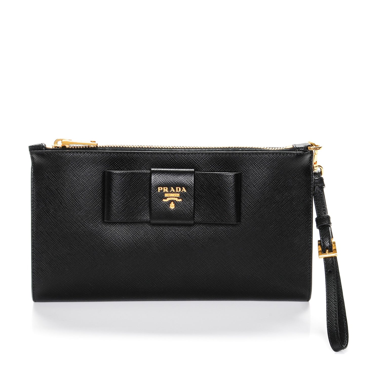Saffiano Bow Wristlet Nero Black