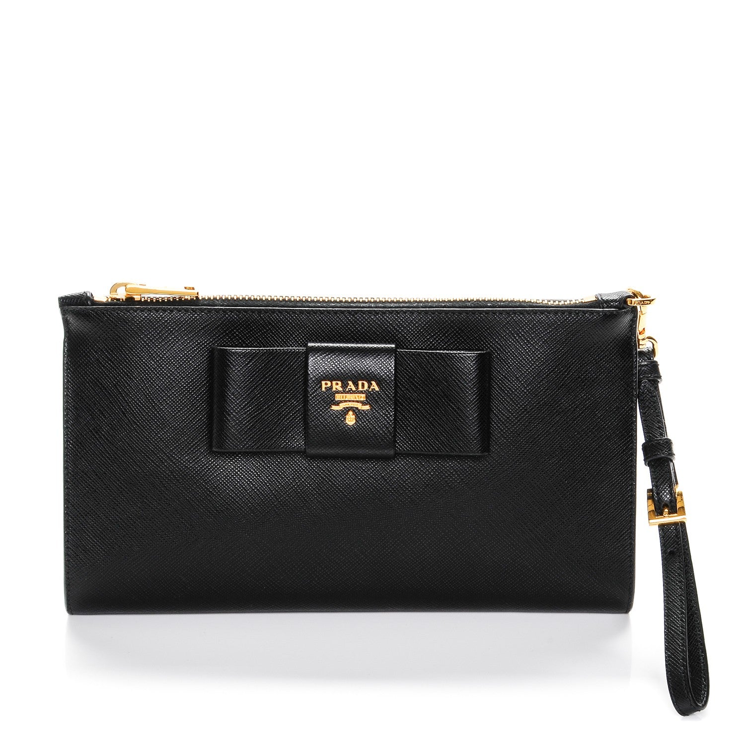 Prada Saffiano Bow Wristlet Nero Black 1 of 6