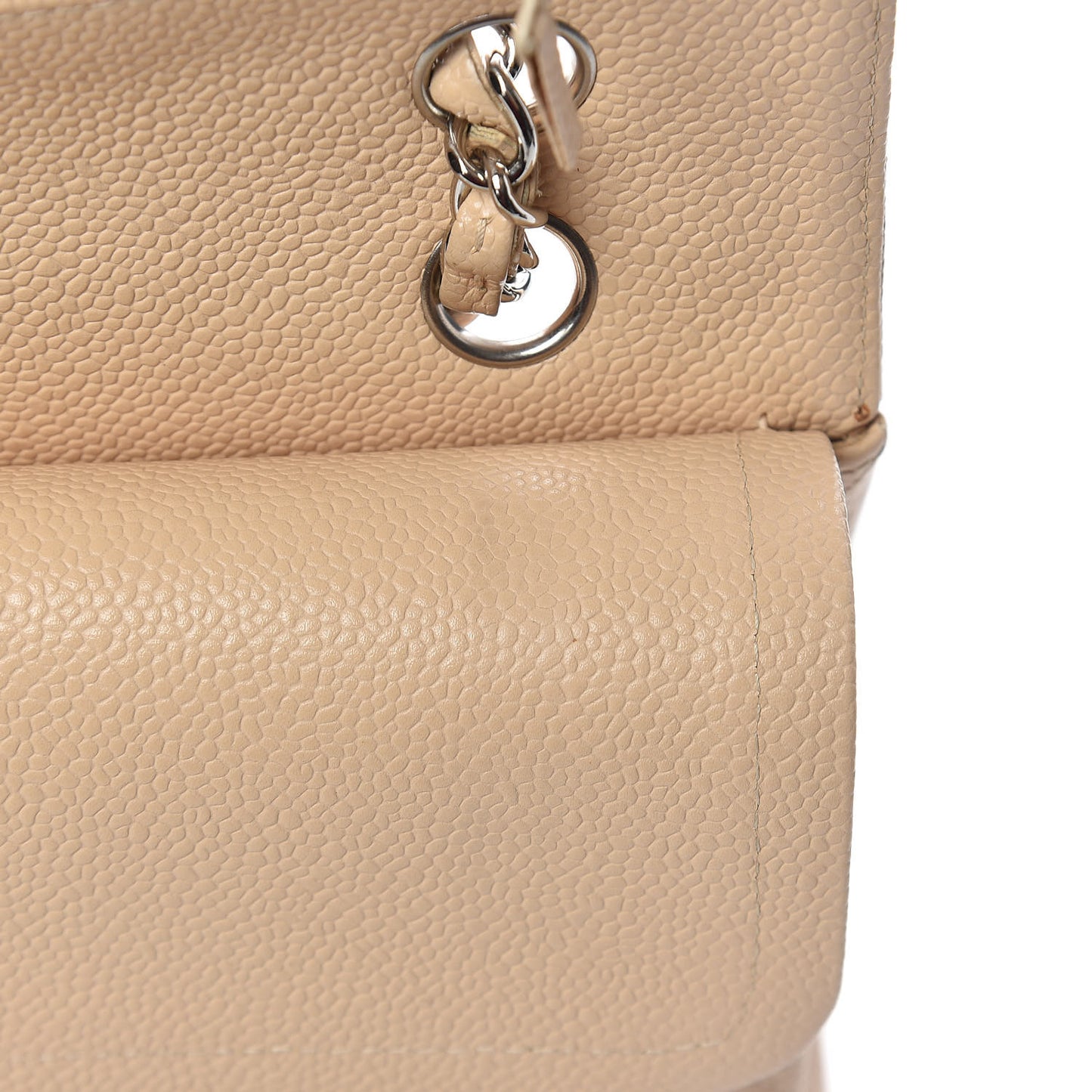 Caviar Quilted Medium Double Flap Beige Clair