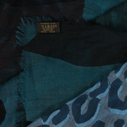 Louis Vuitton Cashmere Silk Leopard Scarf Blue Multicolor 3 of 3