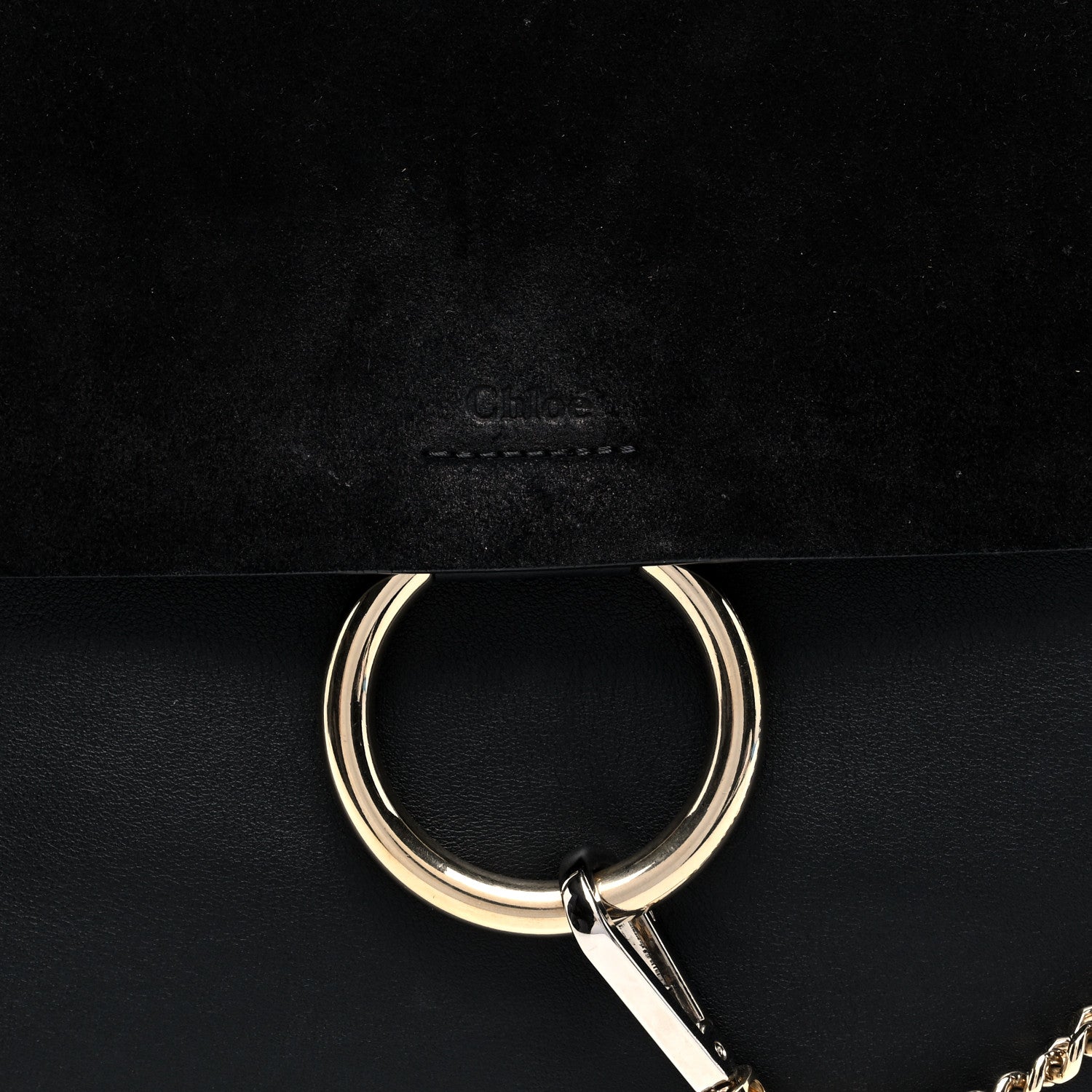 Chloe Suede Calfskin Medium Faye Shoulder Bag Black 7 of 9