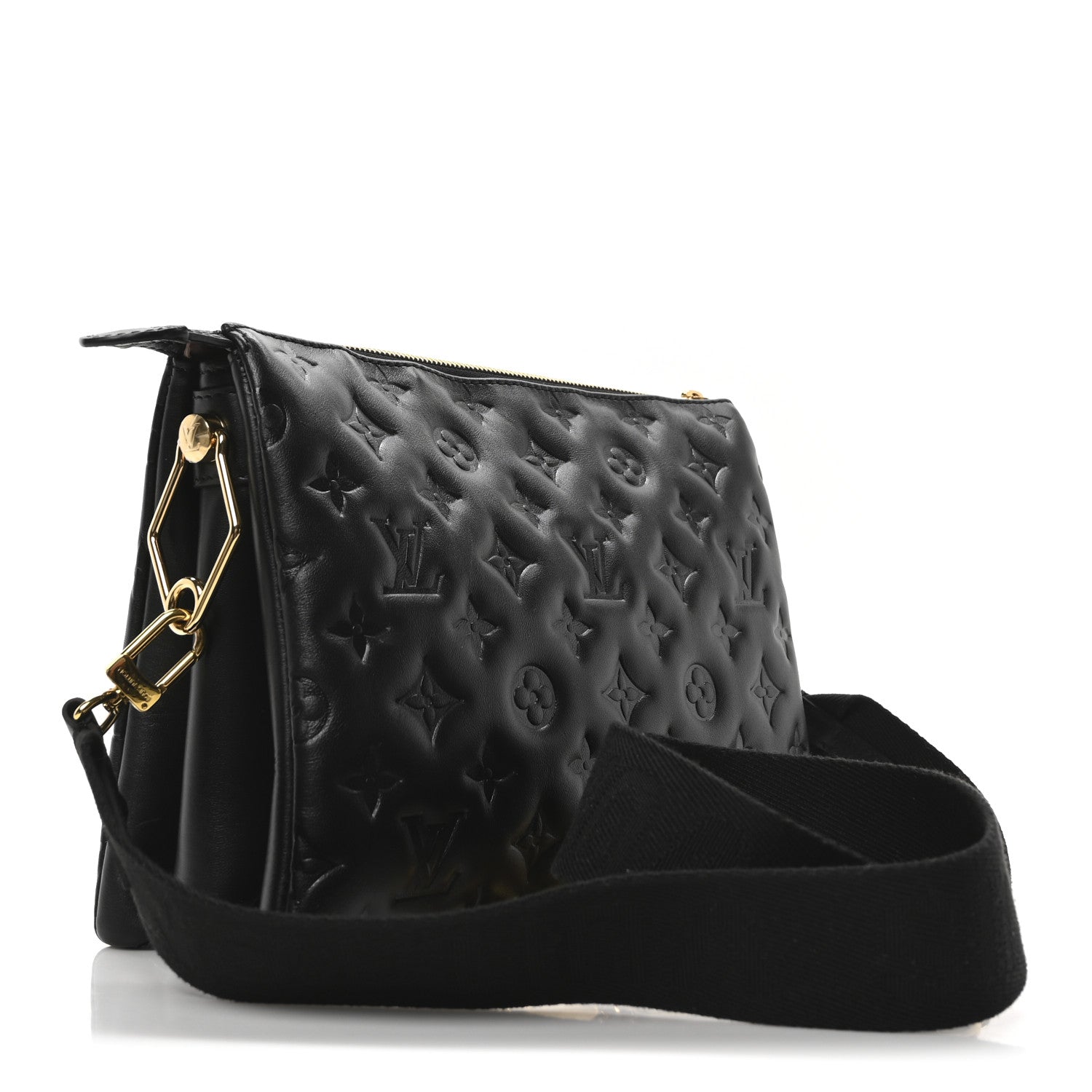 Louis Vuitton Lambskin Embossed Monogram Coussin PM Black 3 of 10