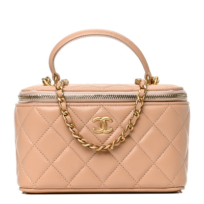 Chanel Lambskin Quilted Small Top Handle Vanity Case With Chain Beige 1 of 4