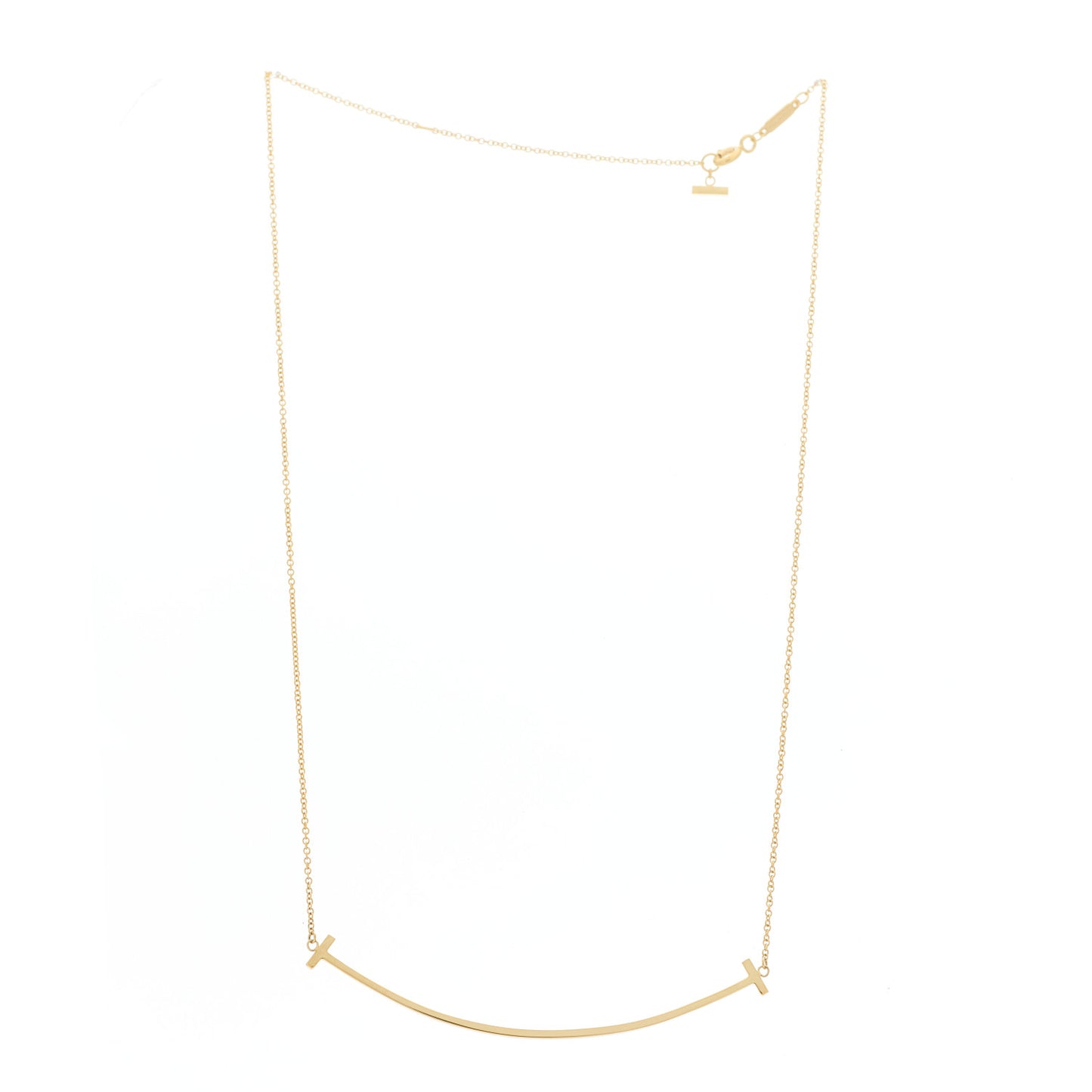 18K Yellow Gold Large T Smile Pendant Necklace