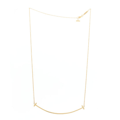 Tiffany 18K Yellow Gold Large T Smile Pendant Necklace 3 of 5