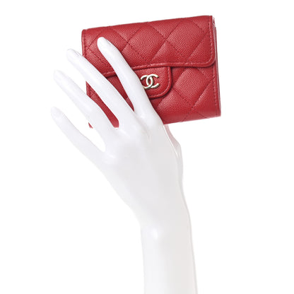 Chanel Caviar Quilted Flap Card Holder Wallet Red 2 of 10