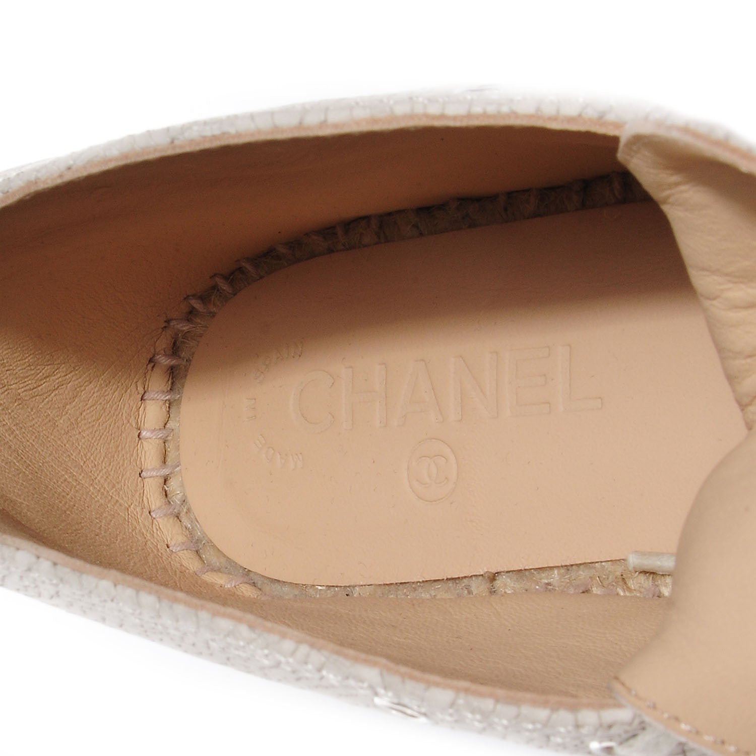 Chanel Crackled Calfskin High Top Espadrilles 41 Beige Black 8 of 8