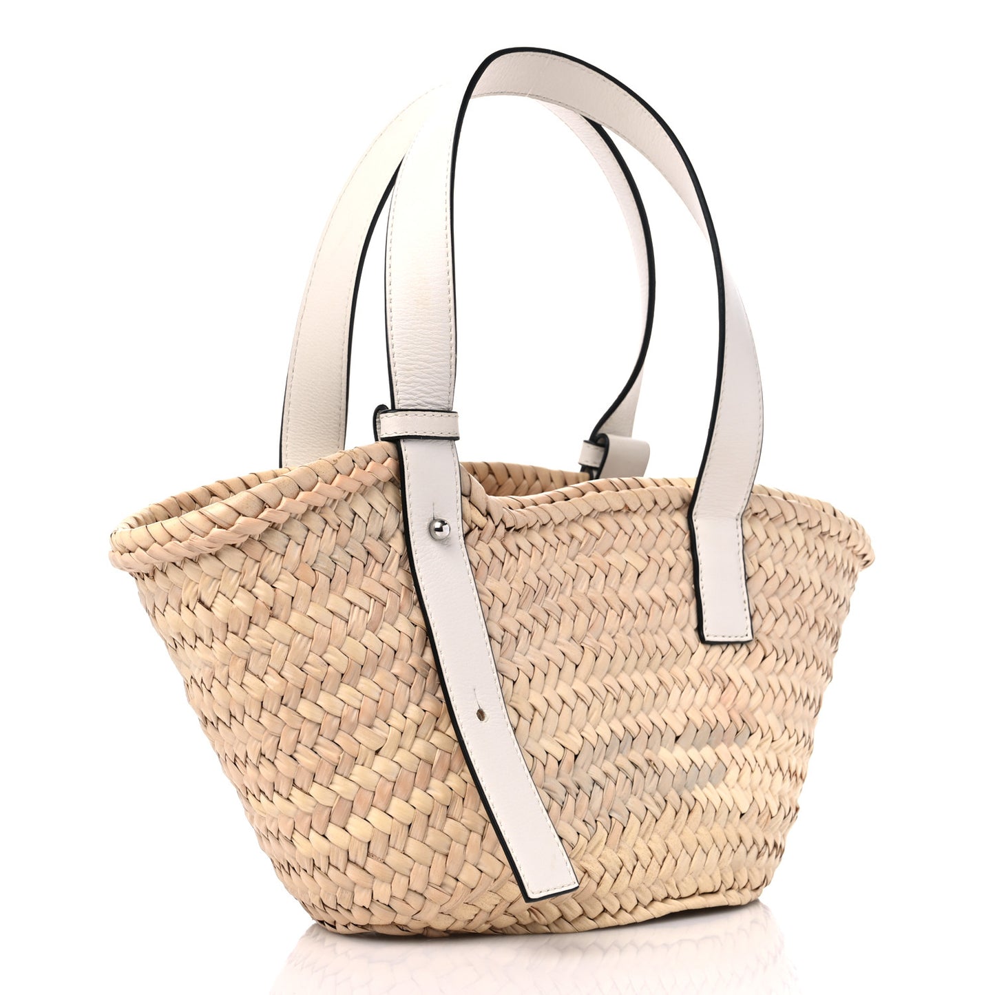Raffia Small Basket Tote Bag Natural White