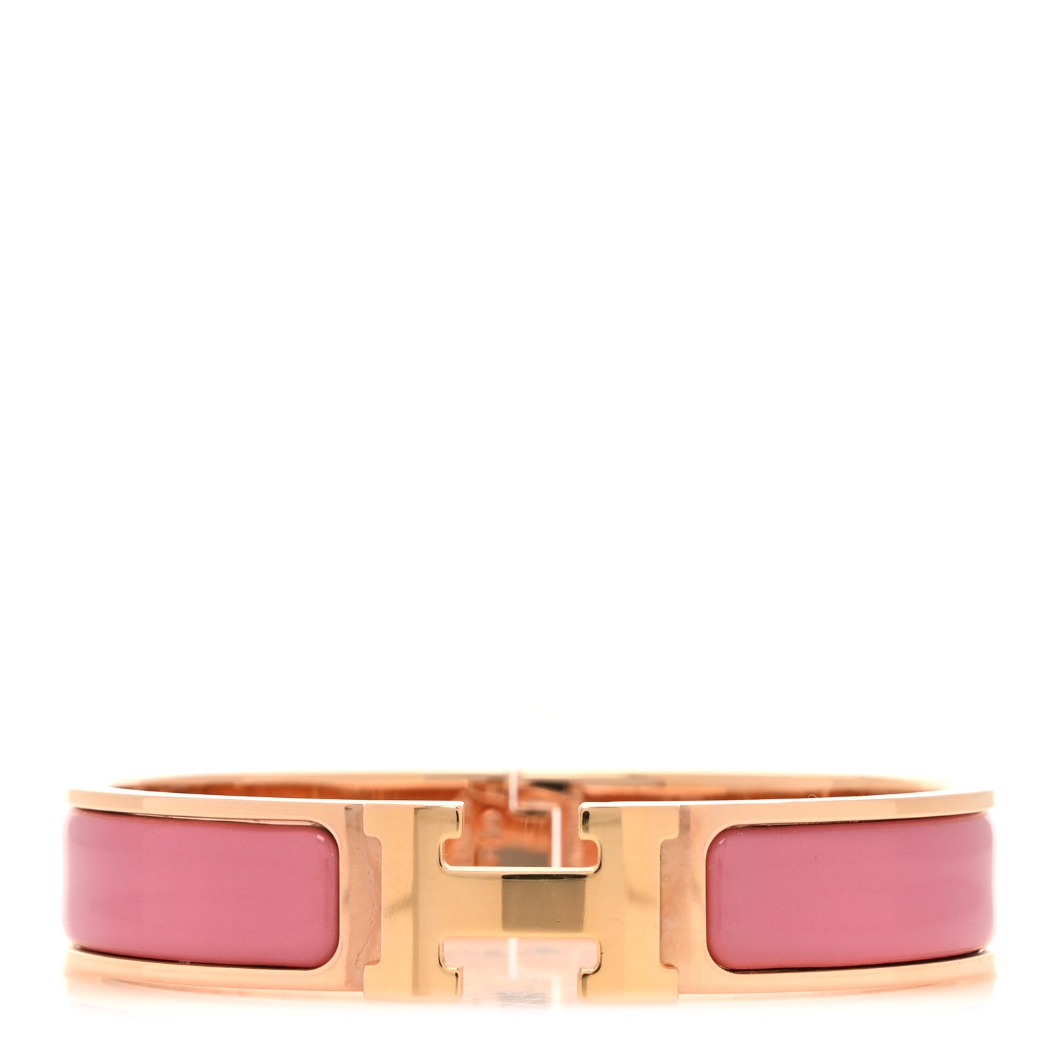 Hermes Enamel Narrow Clic Clac H Bracelet PM Rose Patch 1 of 4