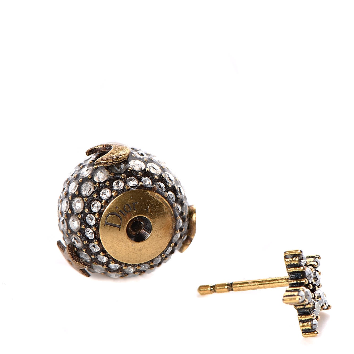 Christian Dior Crystal Star Moon Tribal Earrings Gold 3 of 4
