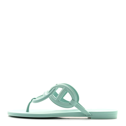 Hermes Rubber Womens Egerie Sandals 37 Vert Embrun 1 of 9