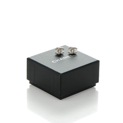 Chanel Crystal Timeless CC Earrings Silver 5 of 5
