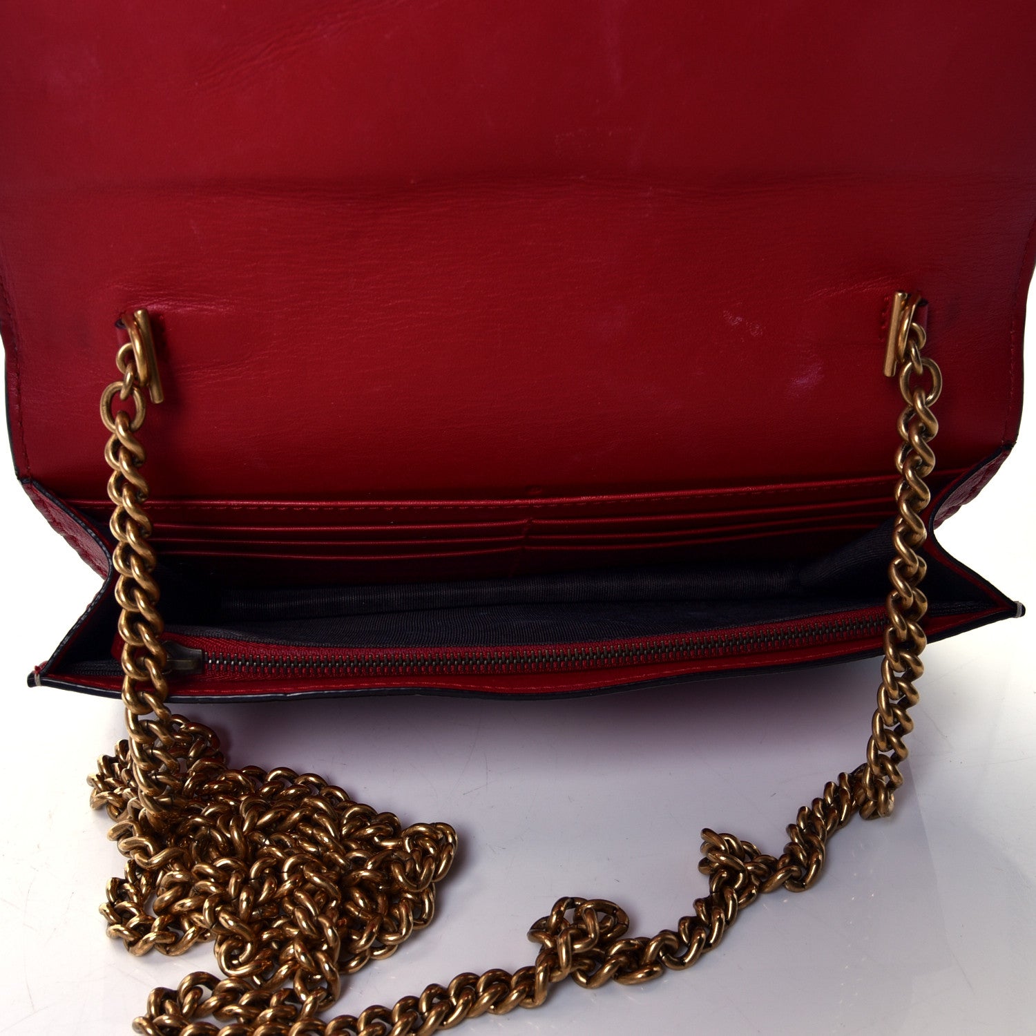 Gucci Calfskin Queen Margaret Chain Wallet Blue Agata Hibiscus Red Mystic White 4 of 4