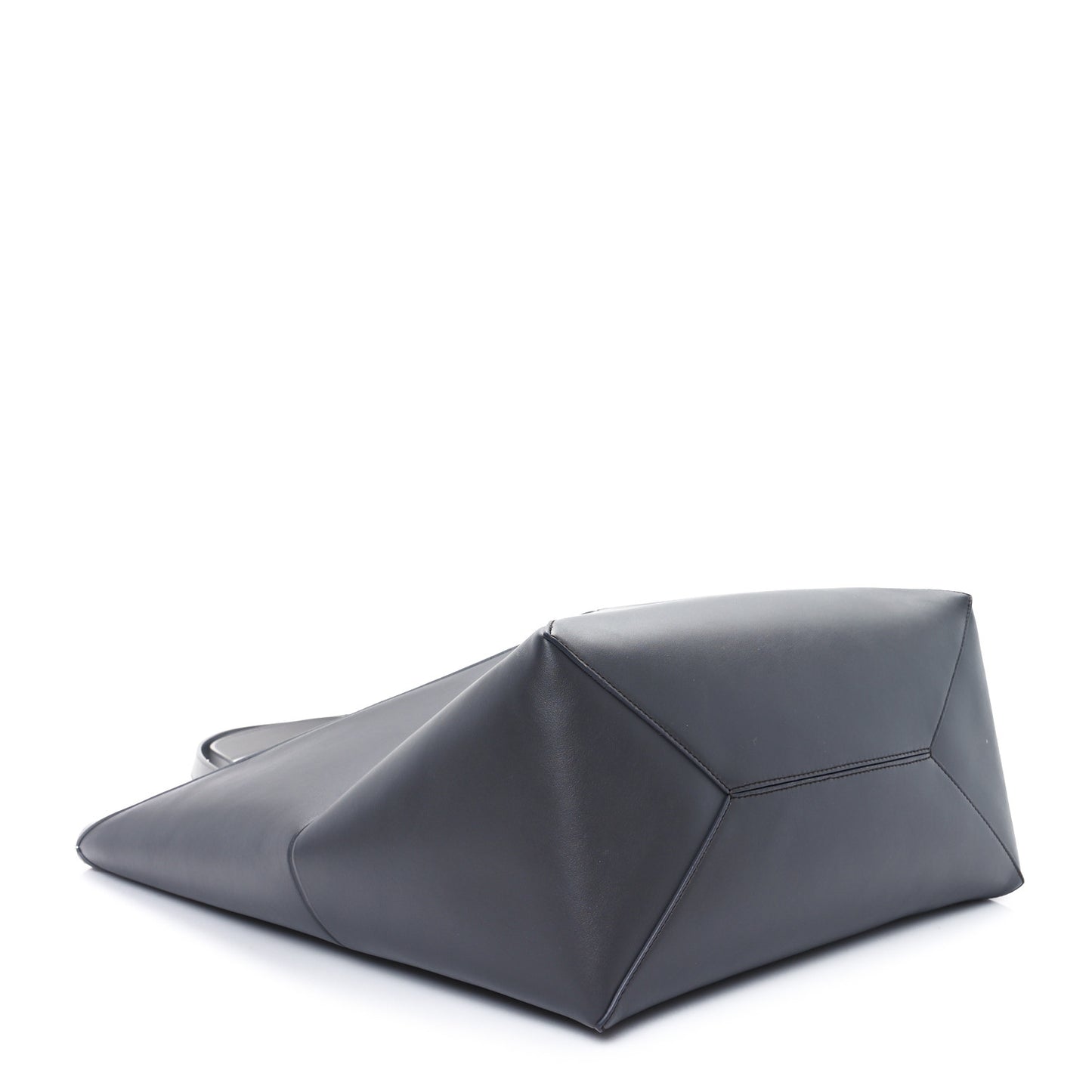Shiny Calfskin Large Puzzle Fold Tote  Pearl Grey Dark Grey
