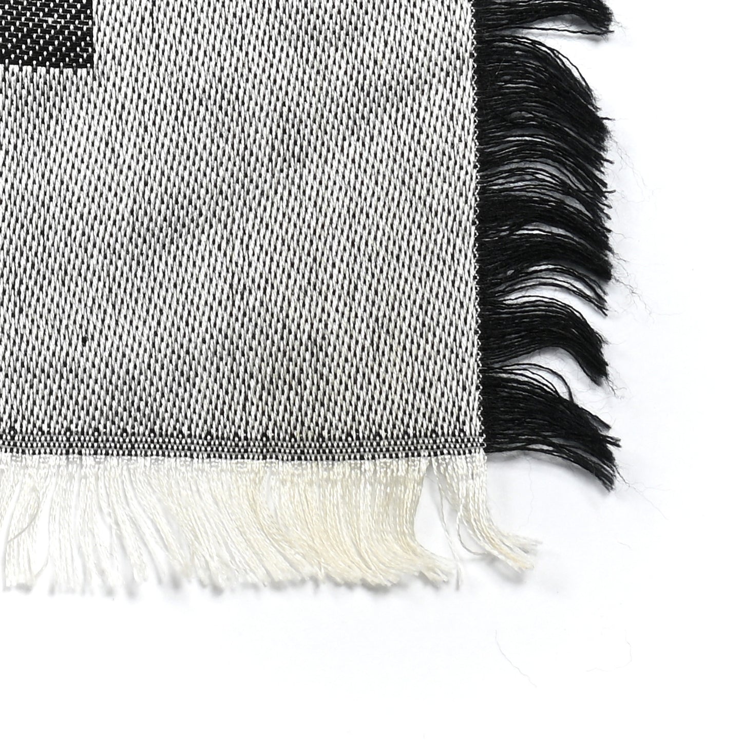 Silk Wool Monogram Denim Shawl Black