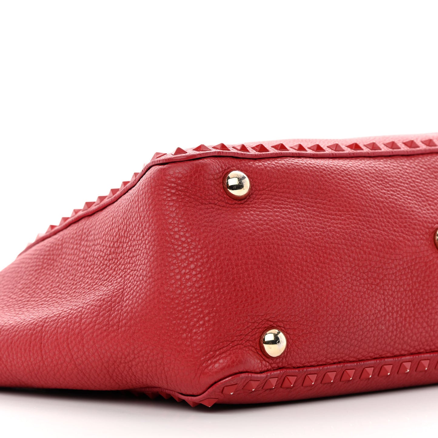 Vitello Monochrome Medium Rockstud Tote Rosso Valentino