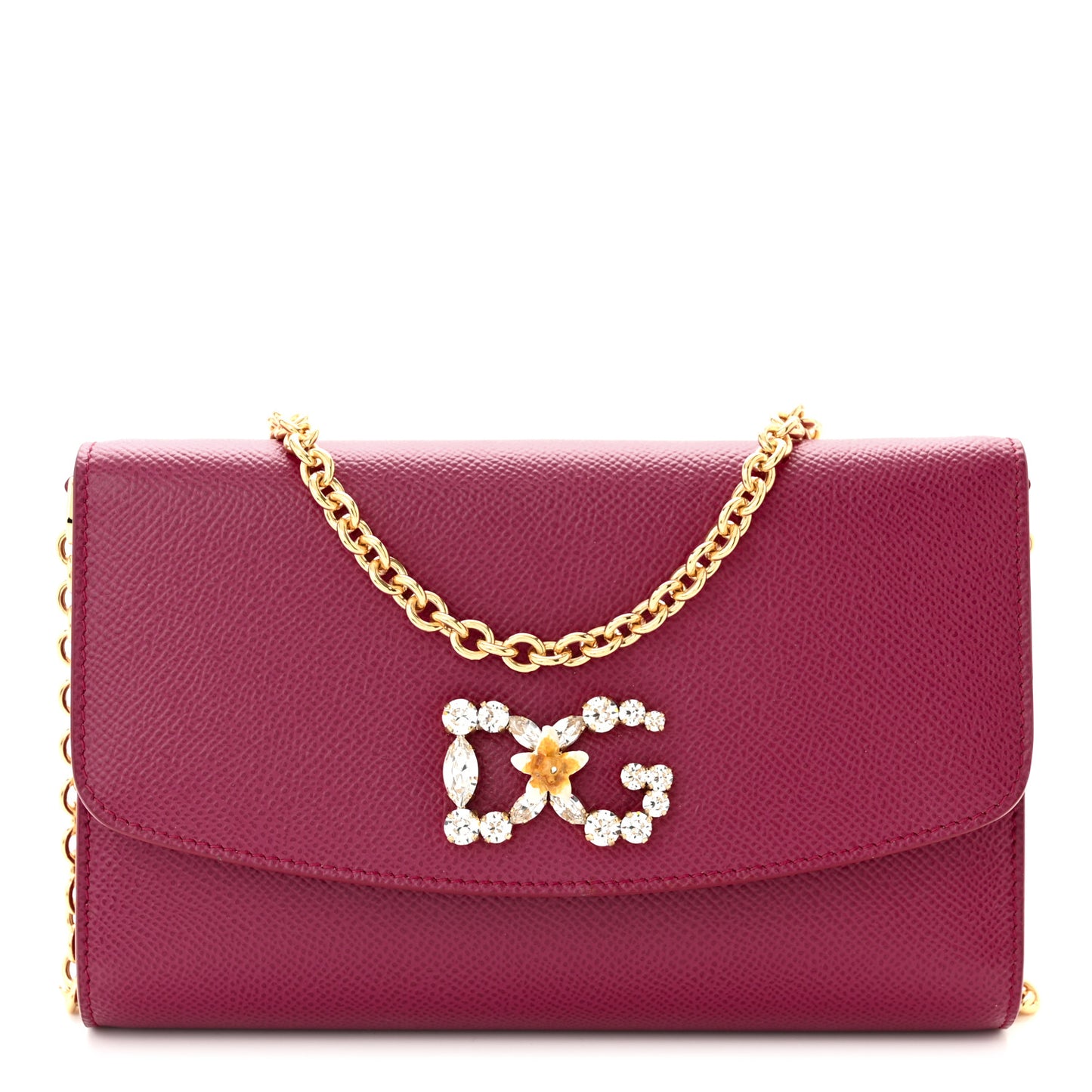 Dauphine Crystal Wallet On Chain Burgundy